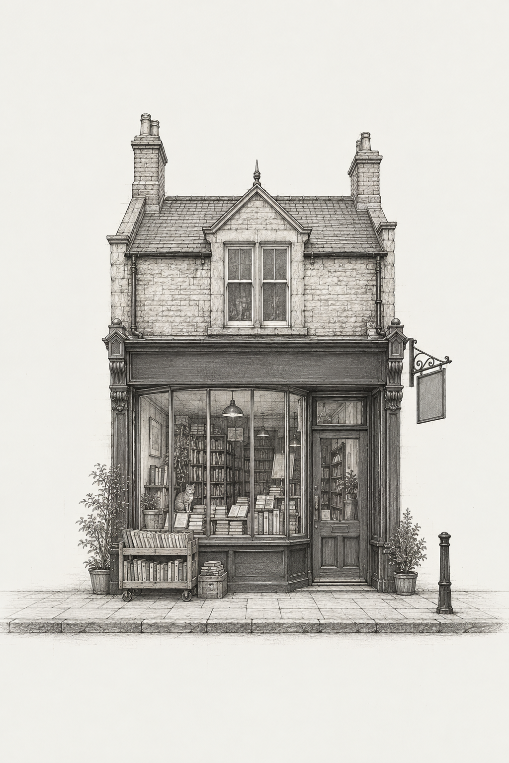 Concept drawing of a bookshop shopfront