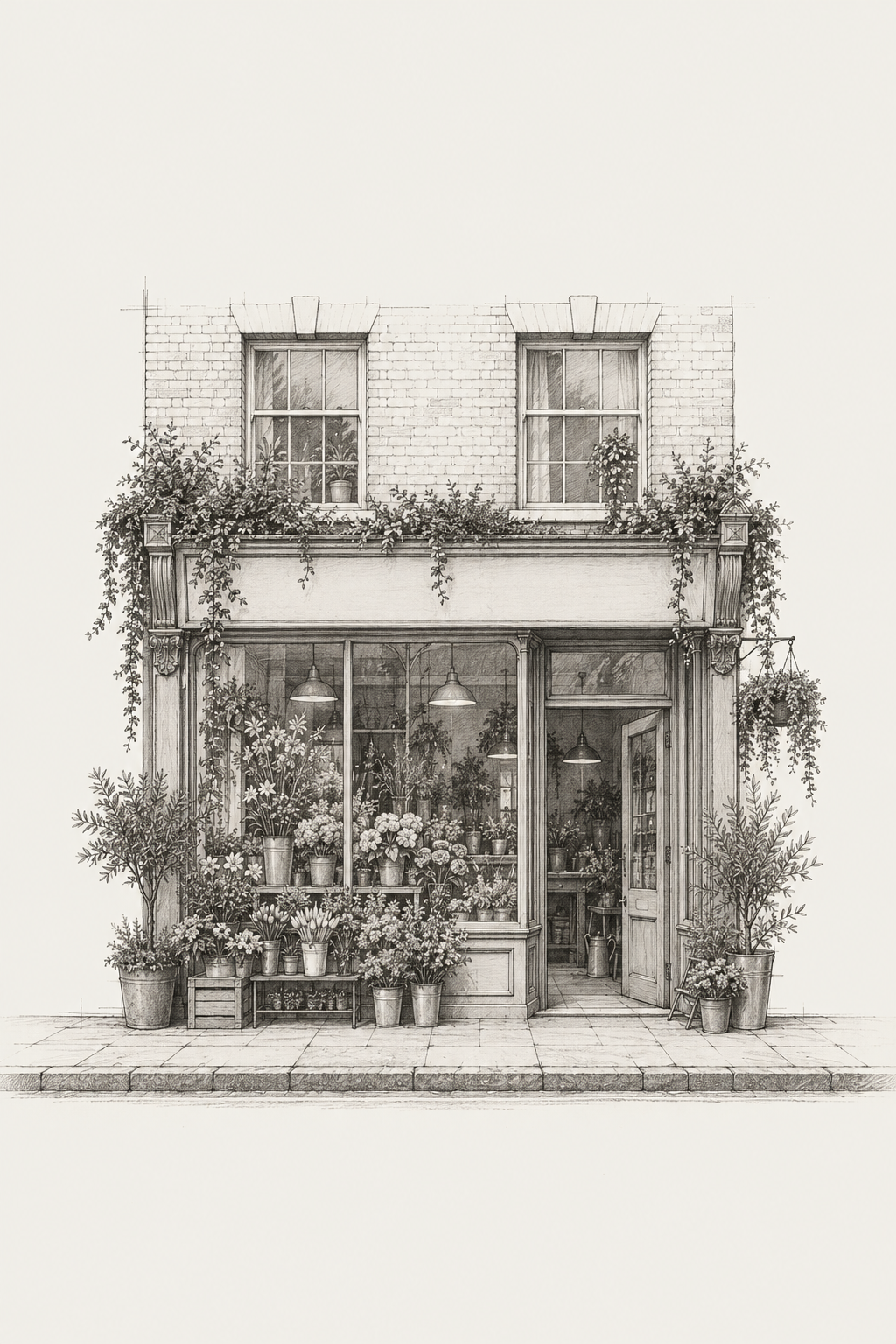 Concept drawing of a florist shopfront